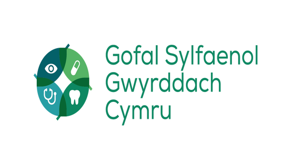 Logo: green circular health emblem with icons (eye, pill, tooth, stethoscope, heart) beside Welsh text 'Gofal Sylweddol Gyffredin Cymru'.](#)